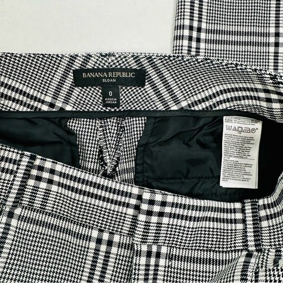 Banana Republic Sloan Pant Neutral Black and White Plaid Size: 0 - Picture 4 of 6